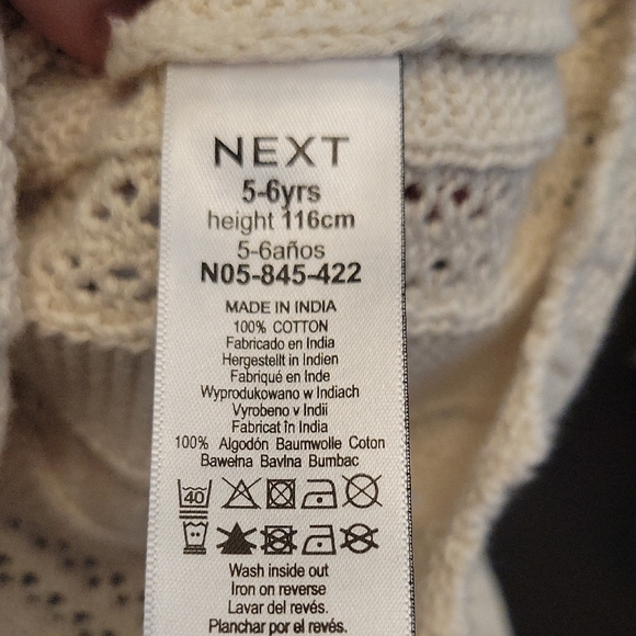 Next Kids 100% Cotton Cream Knit Top with Floral Collar - Picture 6 of 6